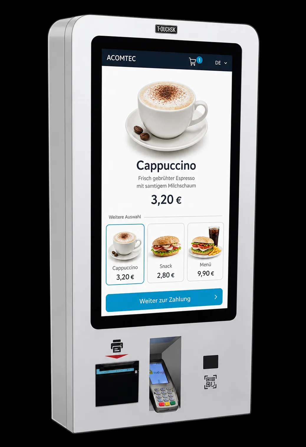 Kiosk-Bestellterminal mit Produktauswahl
